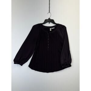 Meadow Rue Blouse Women’s Extra Small Black Long Sleeve 100% Polyester